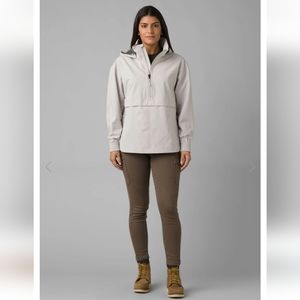 NWT PRANA Pebble Gray Othello Falls Anorak Pullover Rain Jacket Women XL